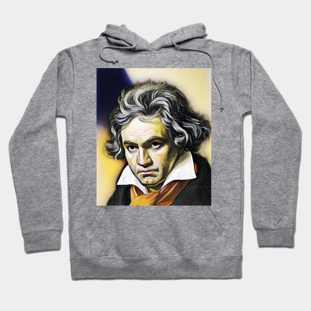 Ludwig van Beethoven Yellow Colourful Portrait | Ludwig van Beethoven Artwork 9 Hoodie by JustLit